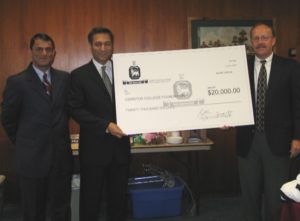 Pictured from left to right, Fawad Saif, senior manager of Habib American Bank; Saleem Iqbal, chief operating officer of Habib American Bank; and Nick Hoogmoed, foundation board president