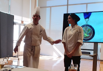 KQ_CA_Pres2 Chef Pierni and Student Chef discuss the 3-course meal